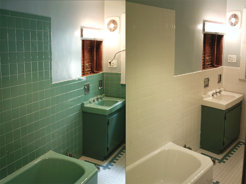 Bathtub Refinishing - Tile Refinishing - Full Bathroom - Before & After